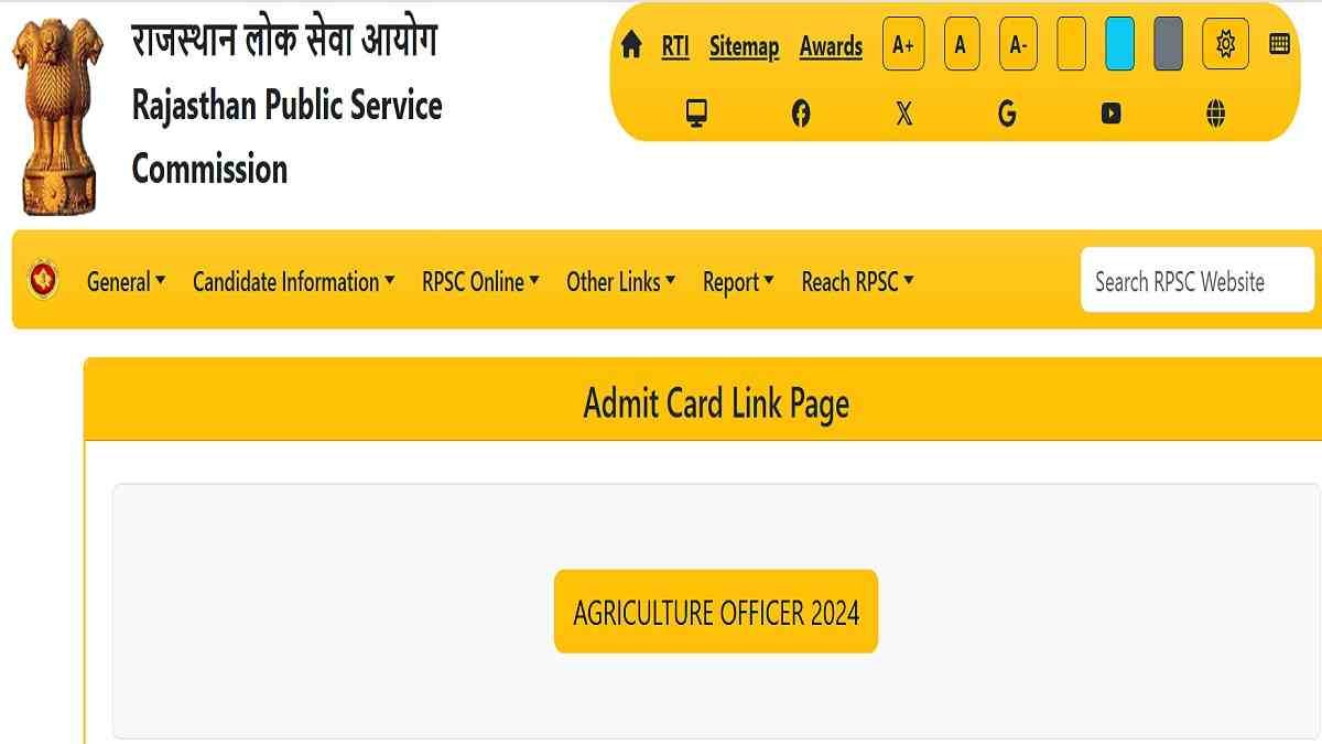 RPSC AE Mains Admit Card 2026