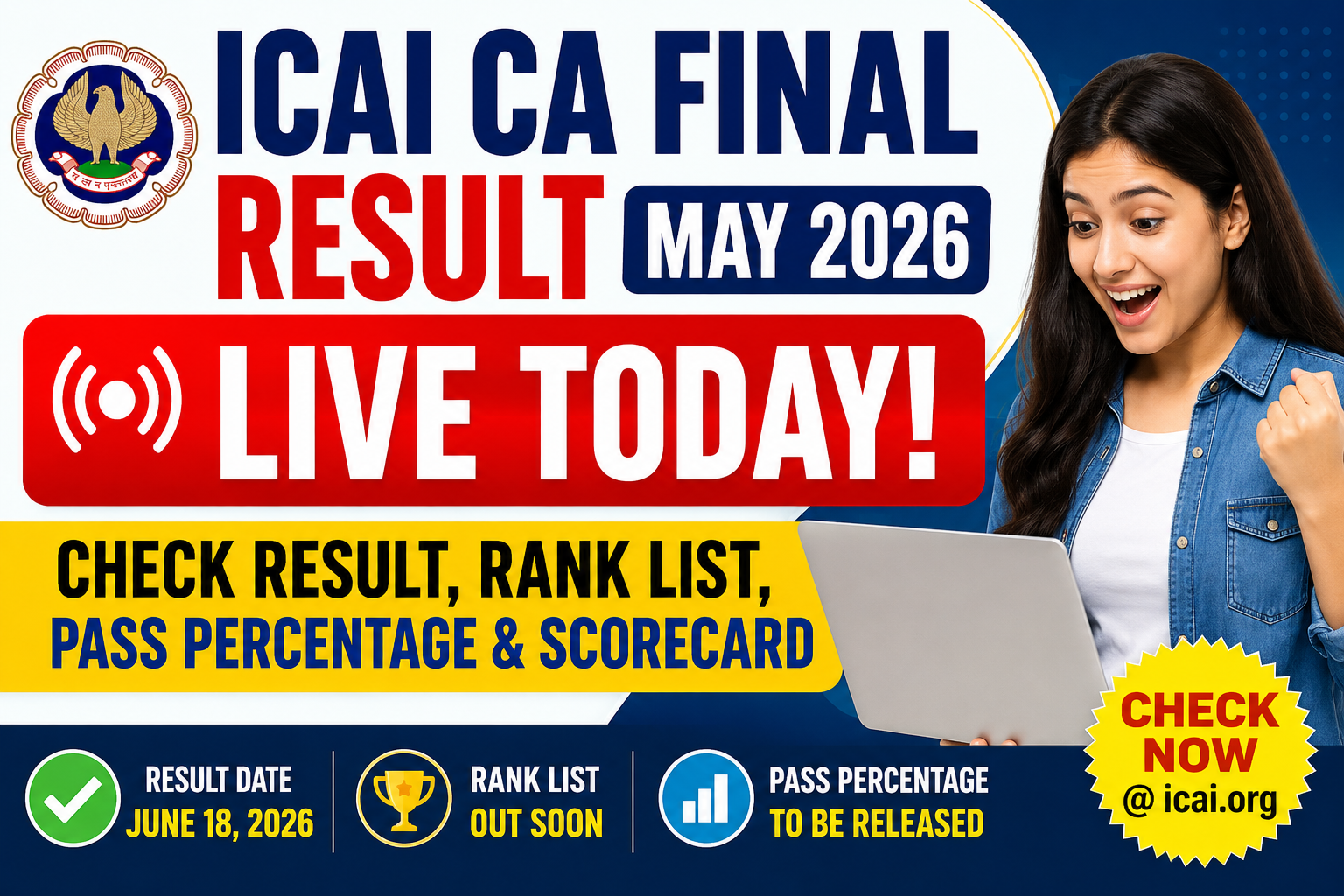 ICAI CA Final Result May 2026 LIVE Today